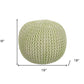19" Green Wool Round Pouf Ottoman