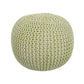 19" Green Wool Round Pouf Ottoman