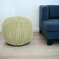 19" Green Wool Round Pouf Ottoman