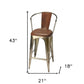 28" Brown and Gold Iron Bar Chair