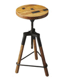 Brown and Black Manufactured Wood and Iron Backless Counter Height Swivel Bar Chair