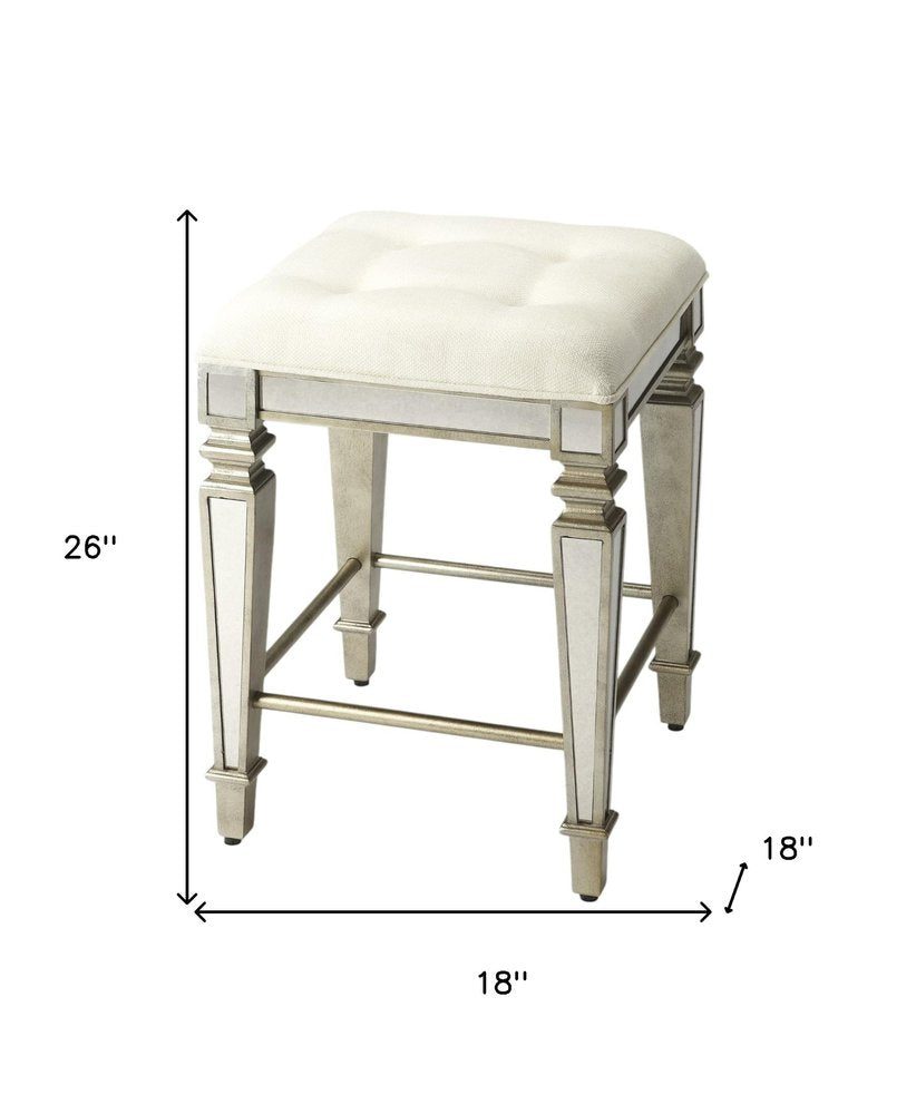 30" White and Gray Solid and Manufactured Wood Backless Counter Height Bar Chair