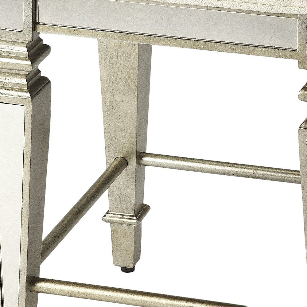 30" White and Gray Solid and Manufactured Wood Backless Counter Height Bar Chair