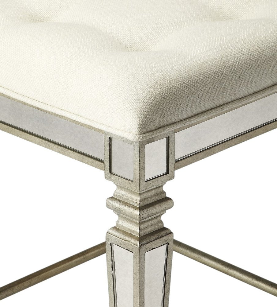 30" White and Gray Solid and Manufactured Wood Backless Counter Height Bar Chair