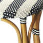 30" Blue and White and Natural Heavy Duty Rattan Backless Bar Height Bar Chair