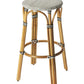 30" Natural Black and White Rattan Backless Bar Height Bar Chair