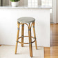30" Natural Black and White Rattan Backless Bar Height Bar Chair