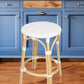 24" White and Natural Heavy Duty Rattan Backless Counter Height Bar Chair