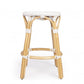 24" White and Natural Heavy Duty Rattan Backless Counter Height Bar Chair