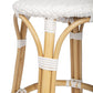 24" White and Natural Heavy Duty Rattan Backless Counter Height Bar Chair
