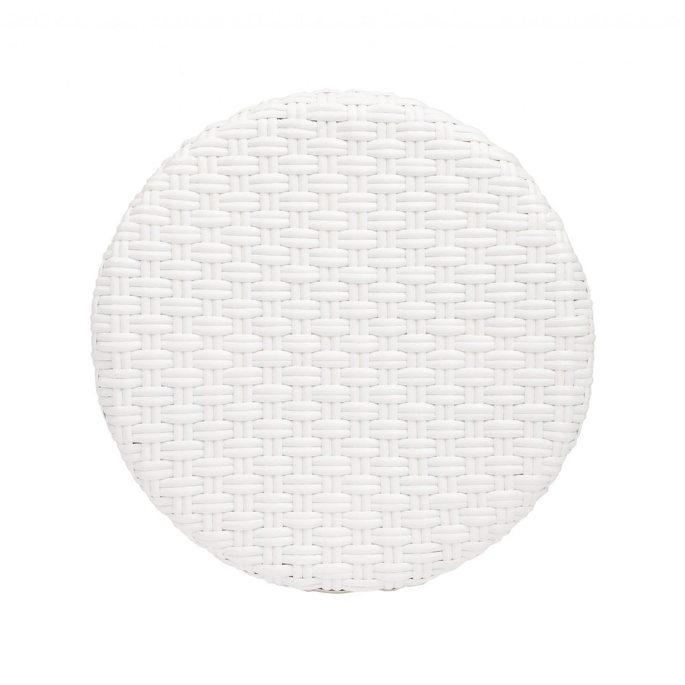 24" White and Natural Heavy Duty Rattan Backless Counter Height Bar Chair