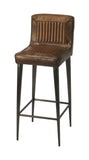 32" Brown and Black Manufactured Wood and Iron Bar Chair