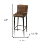 32" Brown and Black Manufactured Wood and Iron Bar Chair