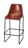 28" Brown and Black Manufactured Wood and Iron Bar Chair