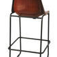 28" Brown and Black Manufactured Wood and Iron Bar Chair