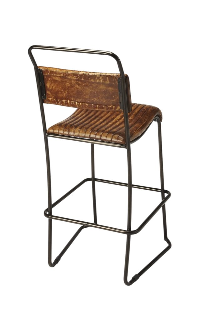 31" Brown and Black Iron Bar Chair