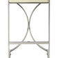24" Off White and Silver Faux Leather and Iron Backless Counter Height Bar Chair