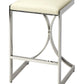 24" Off White and Silver Faux Leather and Iron Backless Counter Height Bar Chair