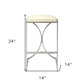 24" Off White and Silver Faux Leather and Iron Backless Counter Height Bar Chair