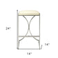 24" Off White and Silver Faux Leather and Iron Backless Counter Height Bar Chair