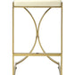 24" Off White and Gold Faux Leather and Iron Backless Counter Height Bar Chair