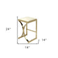 24" Off White and Gold Faux Leather and Iron Backless Counter Height Bar Chair