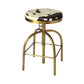 Black Off White and Gold Iron Backless Adjustable Height Swivel Bar Chair