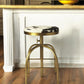 Black Off White and Gold Iron Backless Adjustable Height Swivel Bar Chair