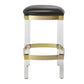 24" Black and Clear Stainless Steel and Steel Backless Counter Height Bar Chair