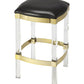 24" Black and Clear Stainless Steel and Steel Backless Counter Height Bar Chair