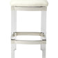 24" White and Clear Stainless Steel and Acrylic Backless Counter Height Bar Chair