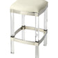 24" White and Clear Stainless Steel and Acrylic Backless Counter Height Bar Chair