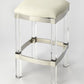 24" White and Clear Stainless Steel and Acrylic Backless Counter Height Bar Chair
