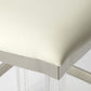 24" White and Clear Stainless Steel and Acrylic Backless Counter Height Bar Chair