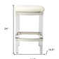 24" White and Clear Stainless Steel and Acrylic Backless Counter Height Bar Chair
