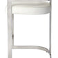 28" White and Silver Stainless Steel and Iron Low Back Counter Height Bar Chair