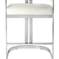 28" White and Silver Stainless Steel and Iron Low Back Counter Height Bar Chair
