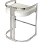 28" White and Silver Stainless Steel and Iron Low Back Counter Height Bar Chair