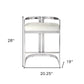 28" White and Silver Stainless Steel and Iron Low Back Counter Height Bar Chair