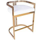 28" White and Gold Iron Low Back Counter Height Bar Chair
