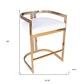 28" White and Gold Iron Low Back Counter Height Bar Chair