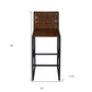 28" Brown and Black Leather and Iron Bar Chair
