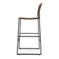 28" Brown and Black Leather and Iron Bar Chair