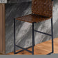 36" Brown and Black Leather and Iron Bar Chair
