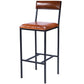 32" Brown and Black Manufactured Wood and Iron Bar Chair
