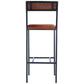 32" Brown and Black Manufactured Wood and Iron Bar Chair