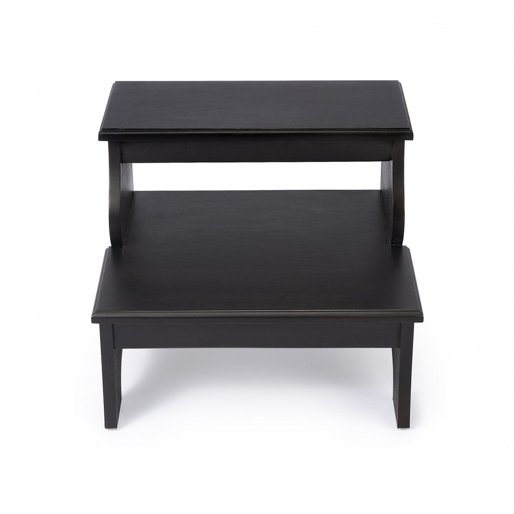 18" Dark Brown Solid and Manufactured Wood Footstool