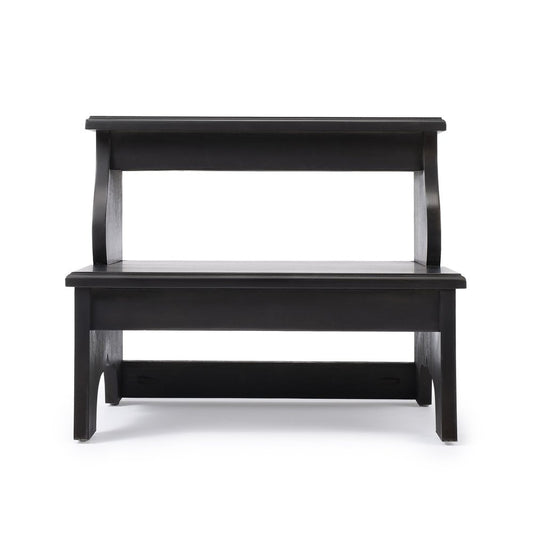 18" Dark Brown Solid and Manufactured Wood Footstool