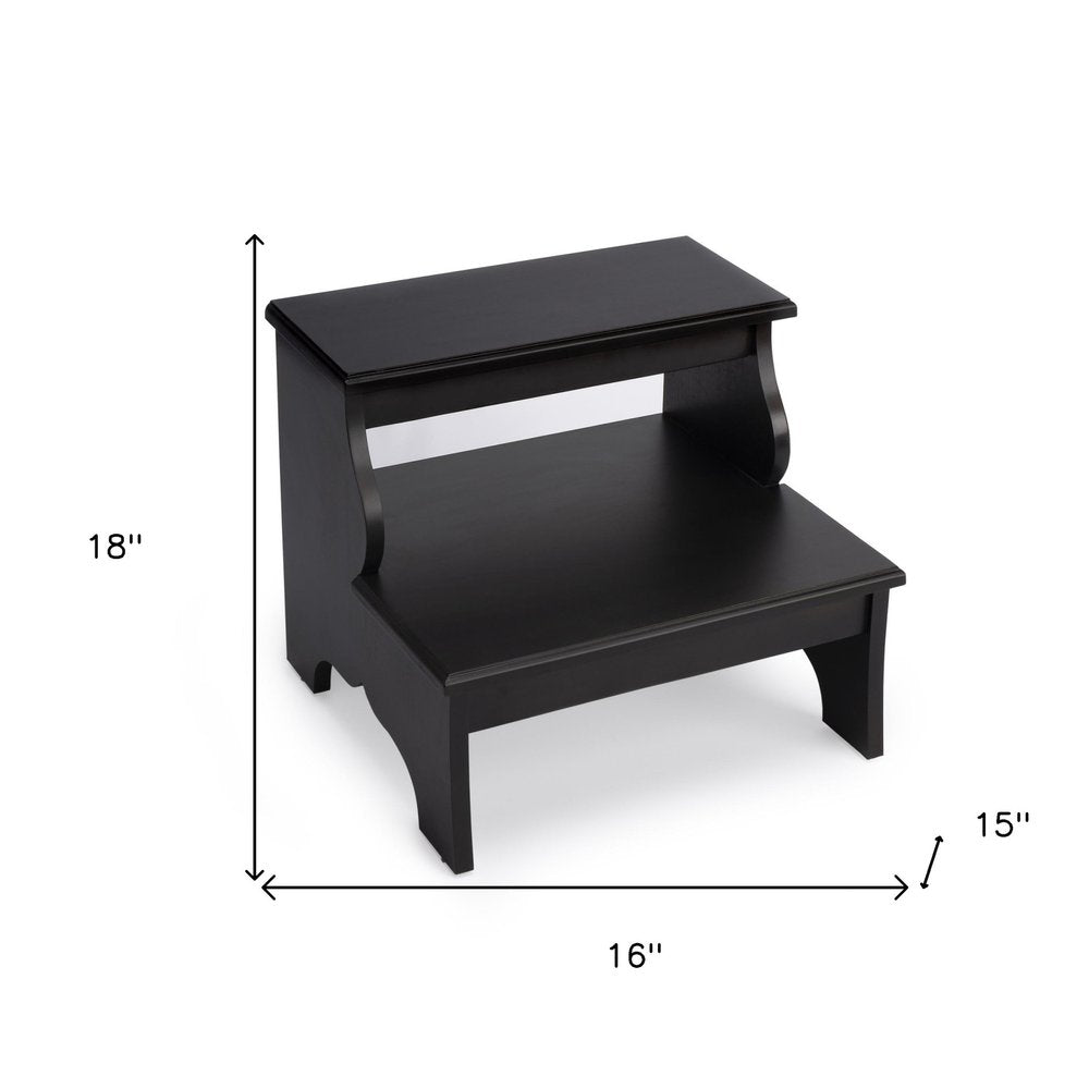 18" Dark Brown Solid and Manufactured Wood Footstool