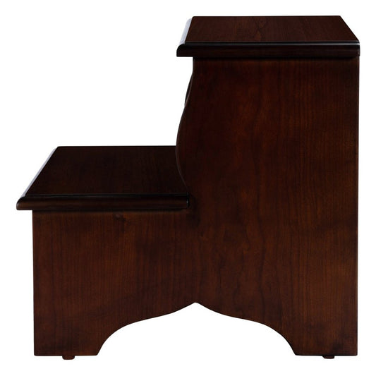 15" Dark Brown Solid Wood Step Stool